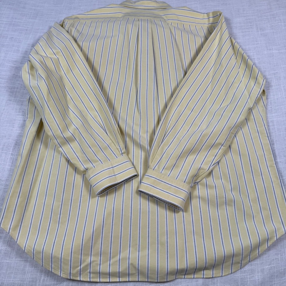 Ralph Lauren Button Shirt 17 34/35 Yellow Stripe Classic Fit Oxford Flesh Pony - Picture 15 of 16